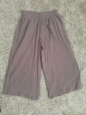 Pact Organic Cotton Double Gauze Wide Leg Pants Brown Mauve XL